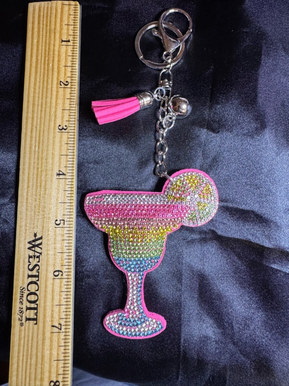 Brand Pink Multicolor Rhinestone Margarita Keychain - Picture 2 of 2